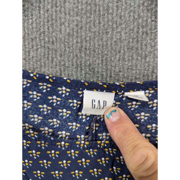 GAP Blouse Womens Medium Ditzy Print Pullover Top Navy Preppy Teacher Office - Picture 3 of 10